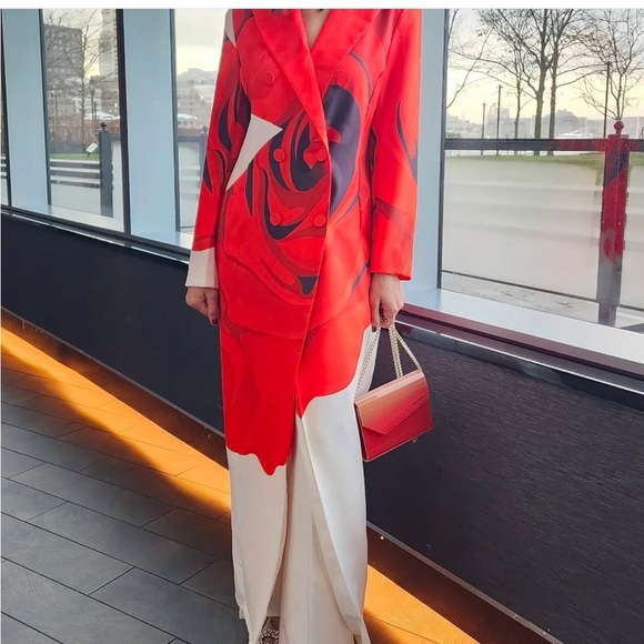 STYLEWE Red and White Blazer Elegant Suit Jacket - Picture 3 of 3